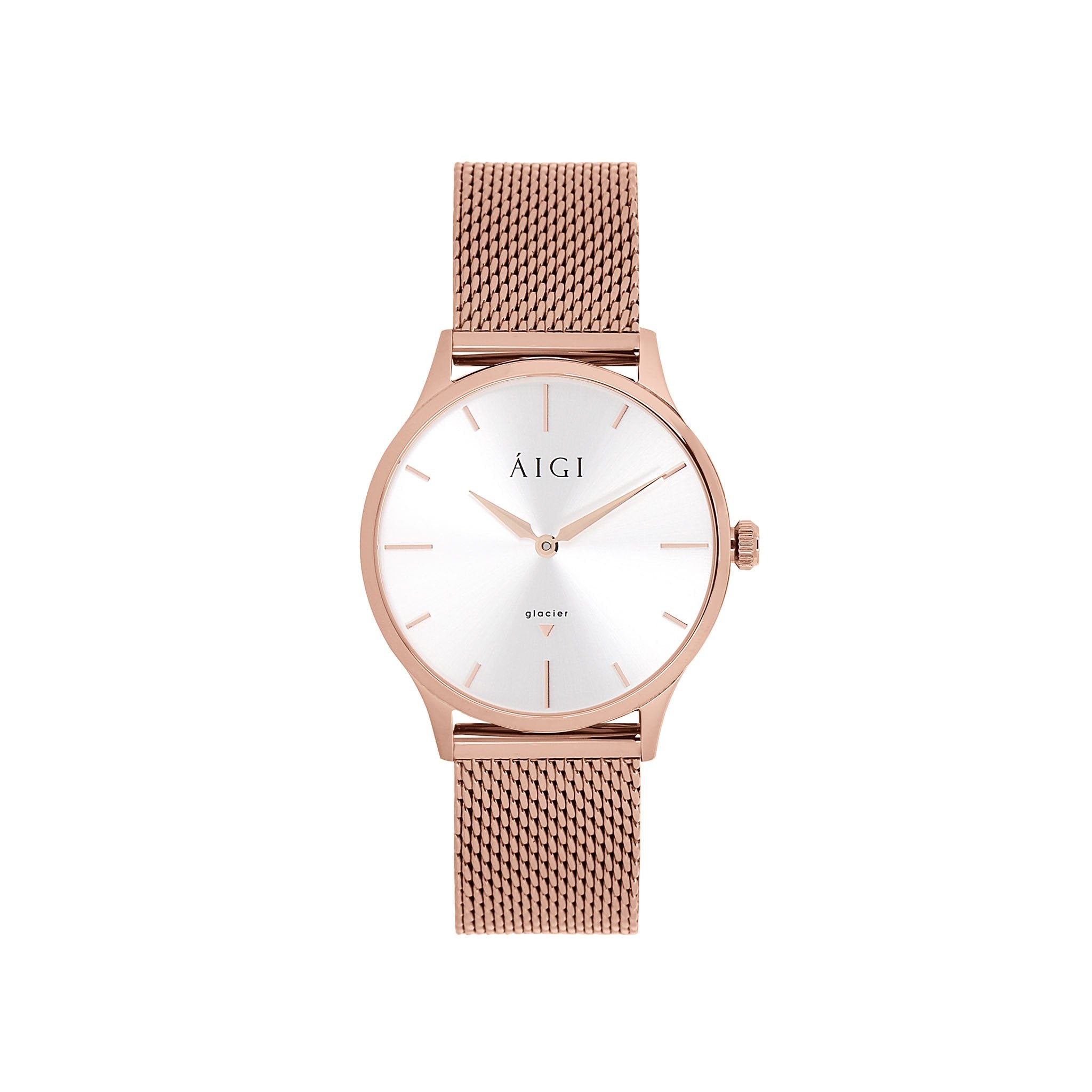 AIGI Glacier Rose 36 mm watch mesh strap