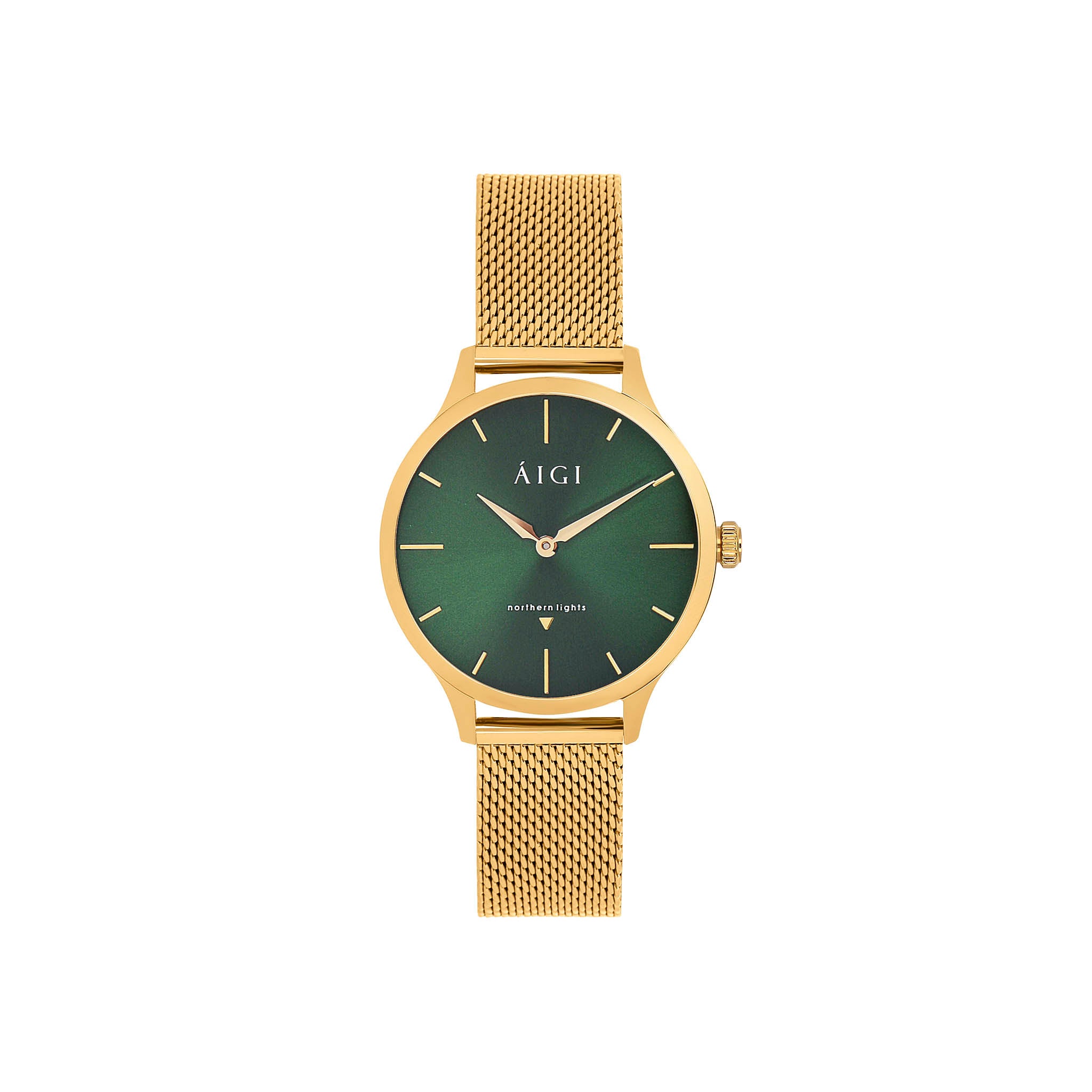 Northern Lights 32MM womens watch gold mesh strap