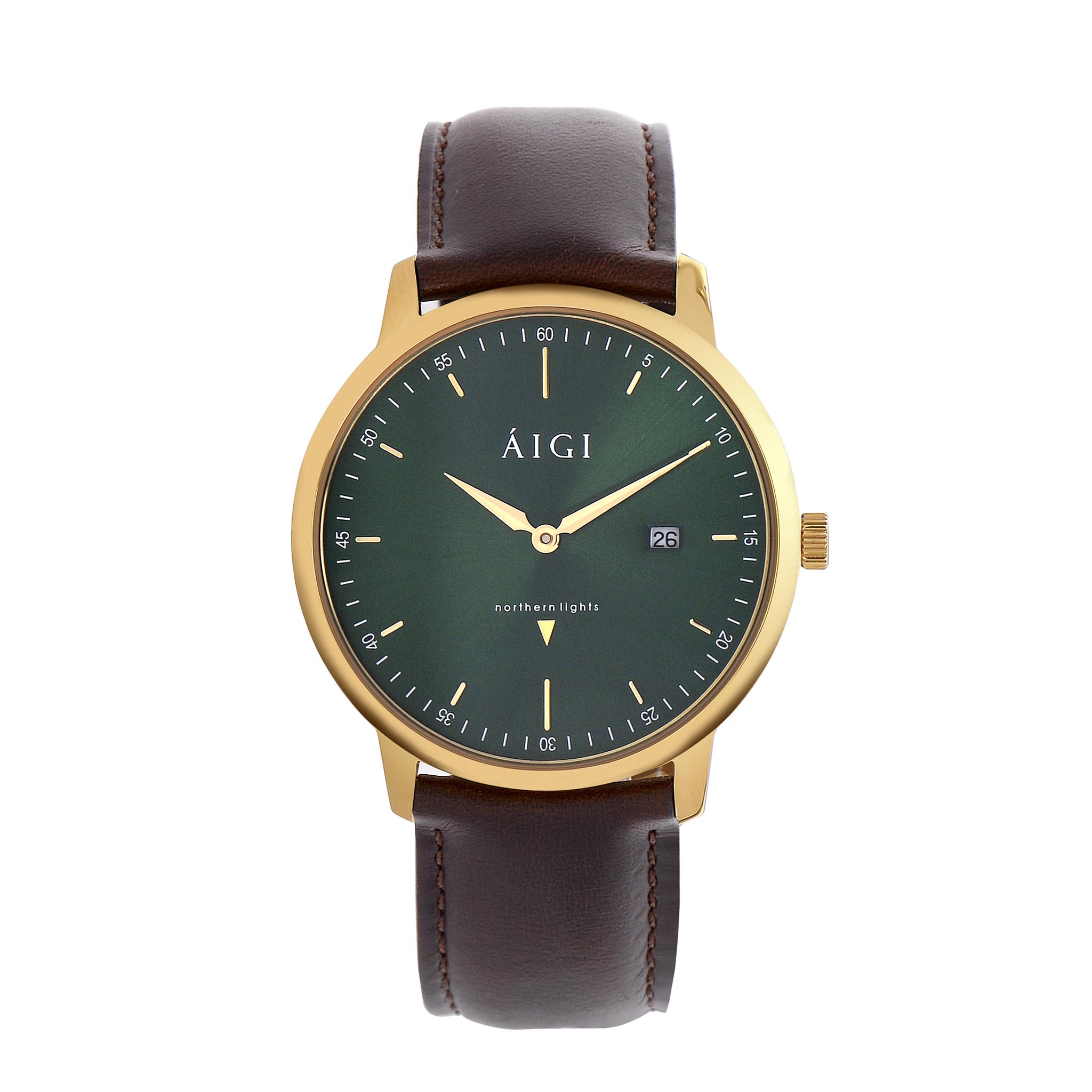 Northern Lights 40MM Brown Leather Mens Dress Watch