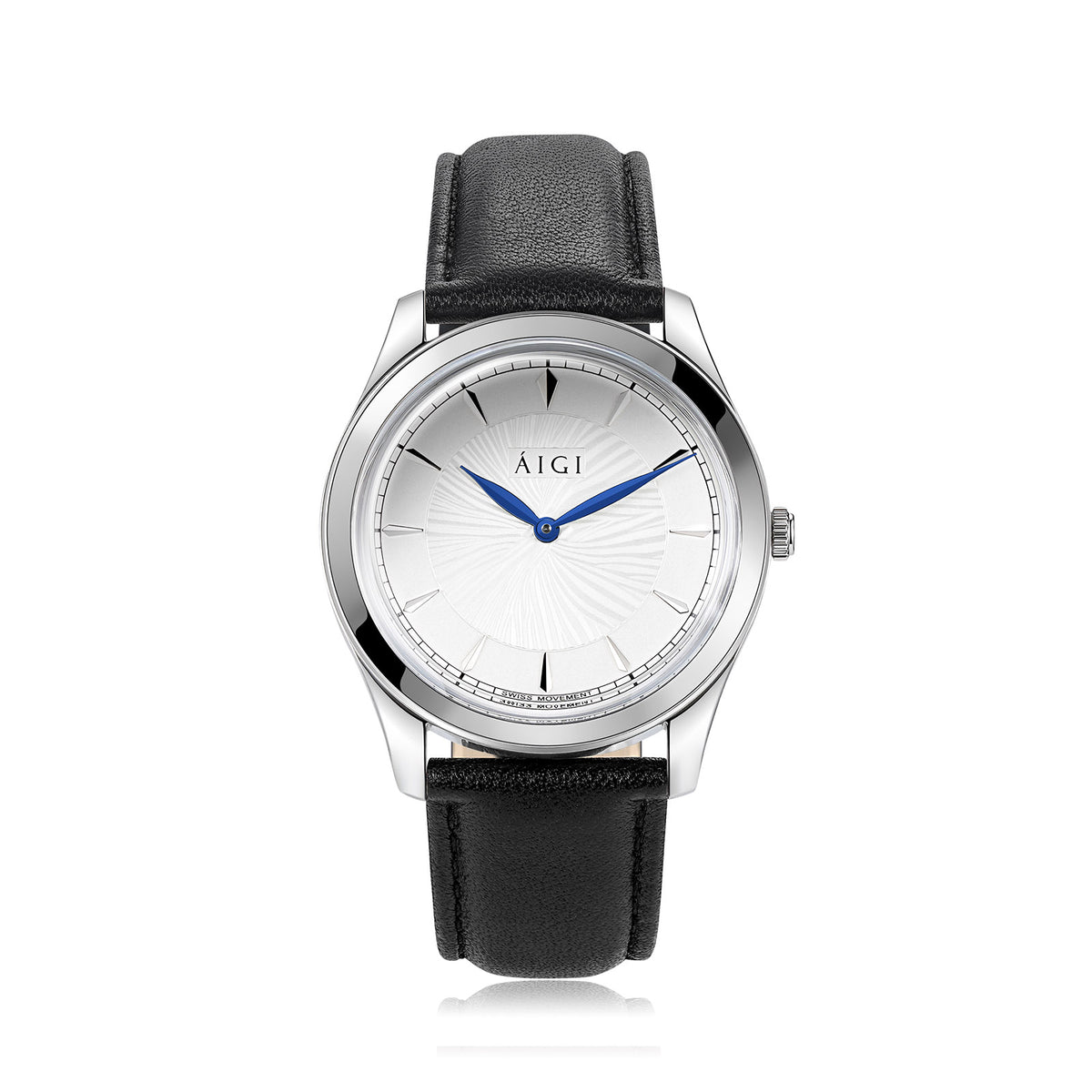 Glacier 38MM Men s Dress Watch Black Leather Strap Swiss Movement