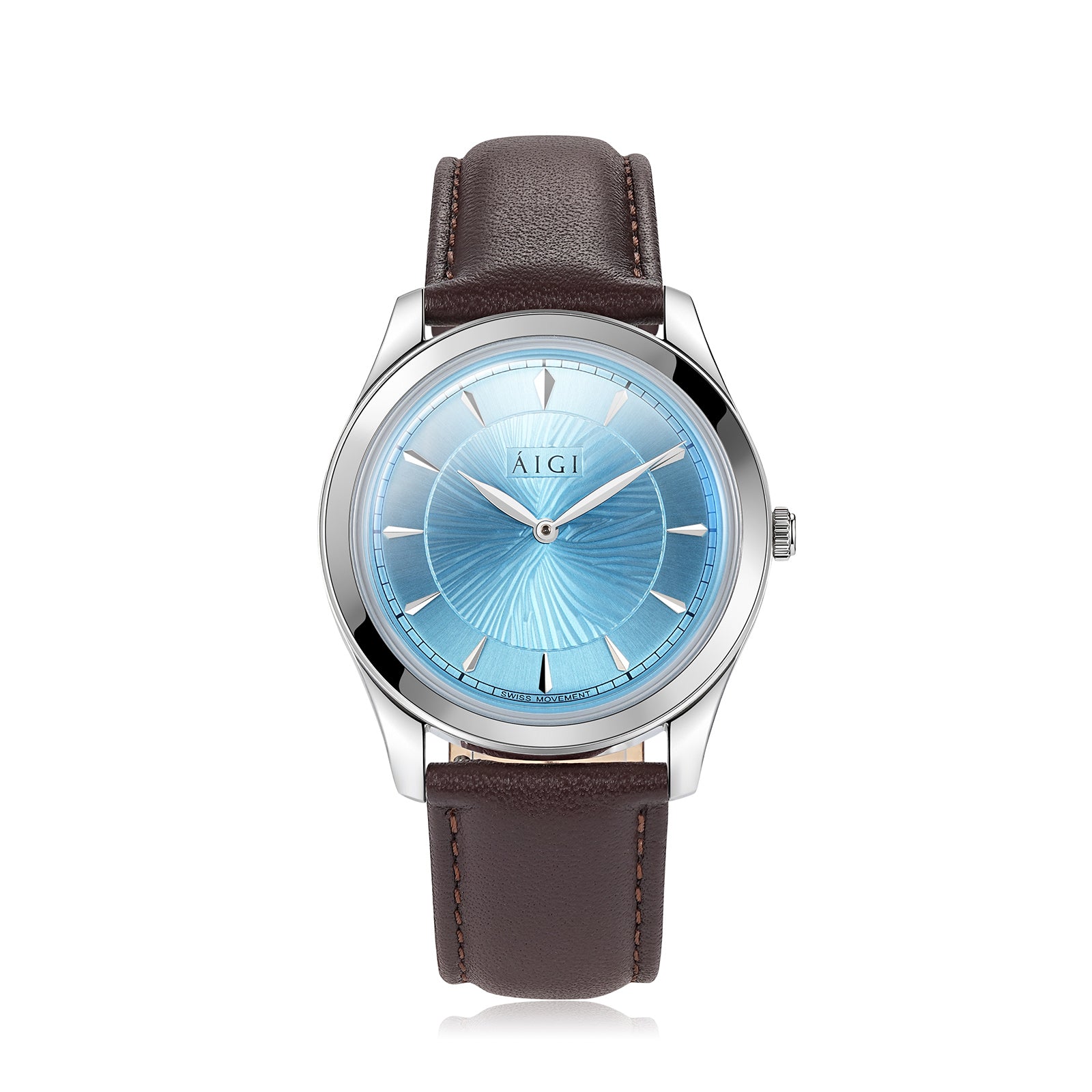 POLAR BLUE 38MM - BROWN LEATHER