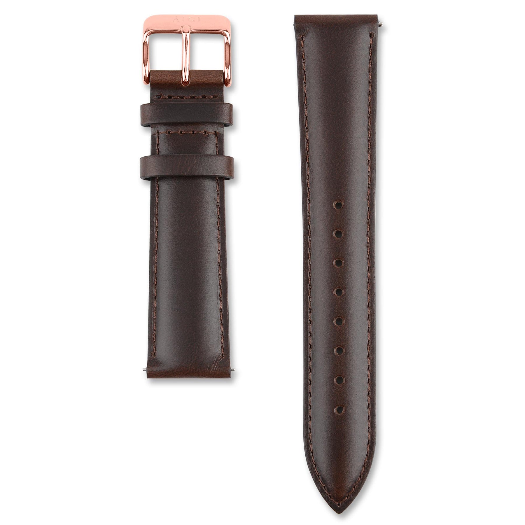 LEATHER BROWN 18MM - ROSEGOLD